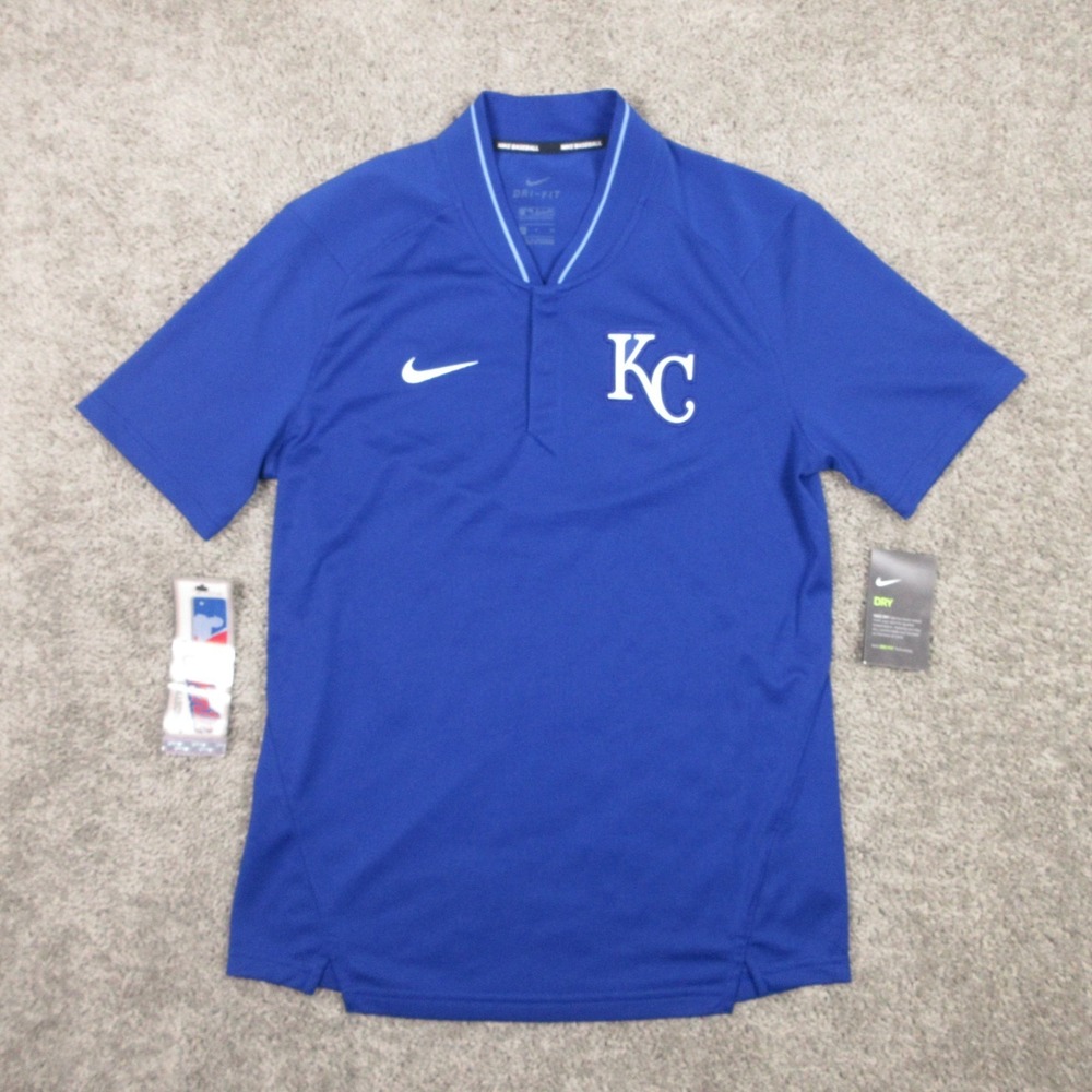 Kansas City Royals Polo Shirt Mens Small Blue Blade Collar Nike Authentic Drifit